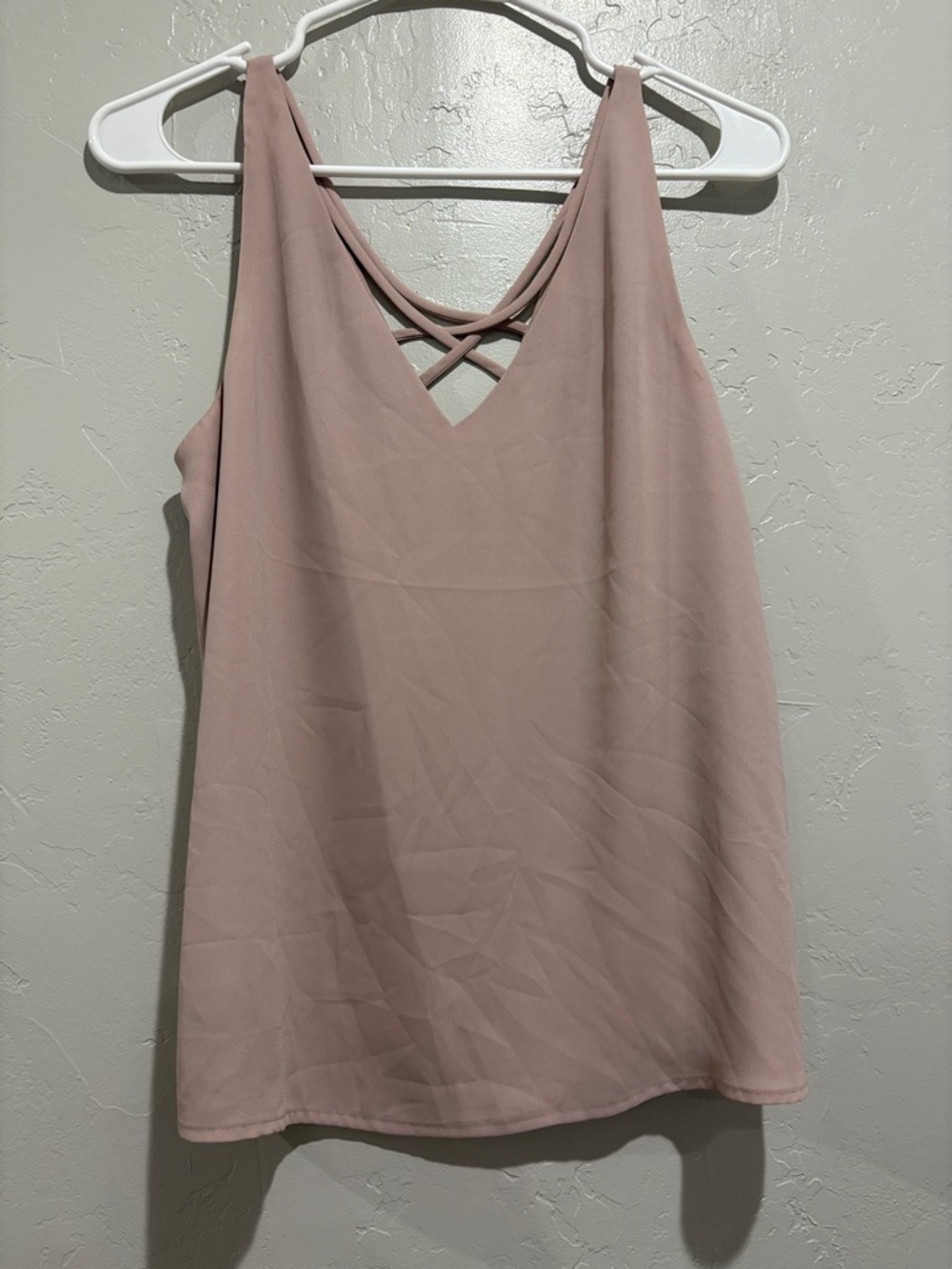 Express Pale Blush Pink V-Neck Shell Top